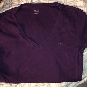 Tommy Hilfiger Purple V Neck T Shirt